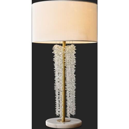 American country simple crystal waterfall pure copper table lamp simple European living room decoration table lamp
