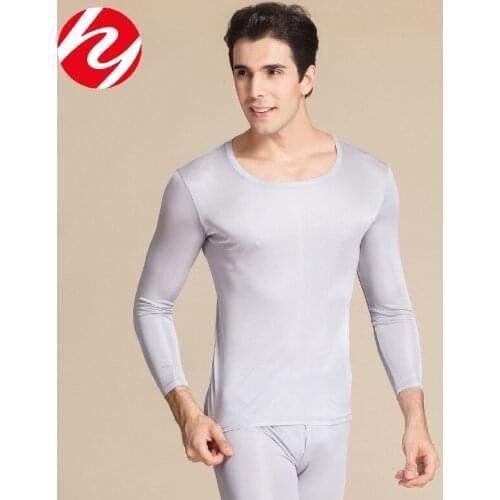 Luxurious Real silk knitting Trendy Thermal Underwear Men Thermal Underwear Fashion Long Johns Tight Thin Spring Summer Autumn