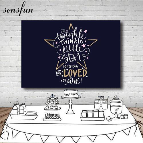 Sensfun Twinkle Twinkle Little Star Backdrop For Photo Studio Black Birthday Party Backgrounds For Photo Studio 7x5FT Vinyl