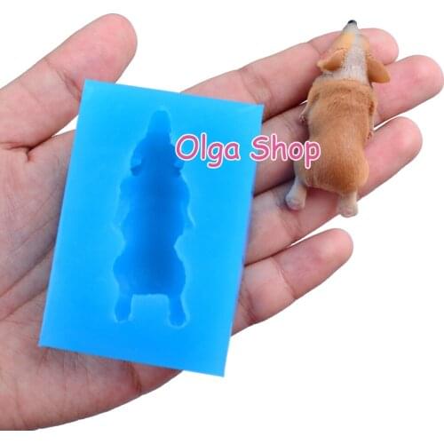 DYL647 50mm x 16.8mm 3D Sleeping Corgi Dog Silicone Mold Fondant Cake Decoration Candy Chocolate Resin Clay Soap Candle Making