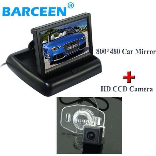 Glass hd lens material car rear reserve camera 170 degree with 4.3" foldable car parking monitor for Toyota corolla 2007~2013