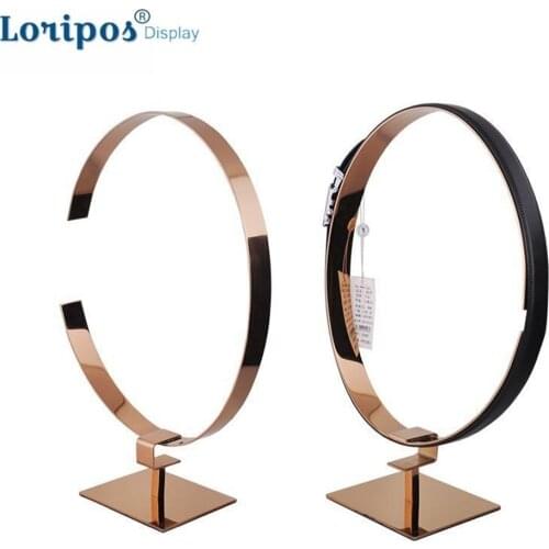 Rose Gold Titanium Silvery Desk Table Shelf Top Decoration Exhibition Belt Holder Bracket Display Stand Rack Storage Organize