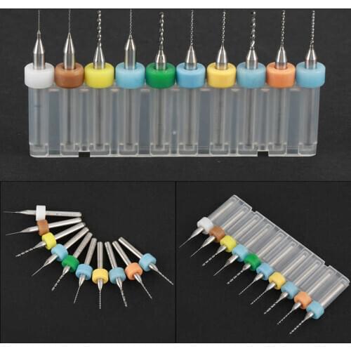 Drill Bits 10Pcs 0 3-1 2mm Micro Tungsten Carbide Drill Bits Assembly Tool for Printed Circuit Board