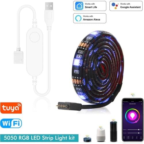 Smart WiFi LED Strip Lights Works with Alexa, Google Home 5050 rgb LED ,Tuya Smart Life Controlled USB led Light Strip for Home
