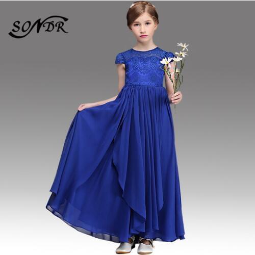 Royal Blue Flower Girl Dresses HT117 O-neck Tulle Flower Girl Dress Elegant Zipper Flower Girls Pageant Gowns Kids Prom Gown