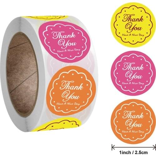 50-500Pcs Colour Thank You Stickers Seal Labels Cute Color Sticker Orange Red Yellow Labels For Gift Decor Stationery Stickers