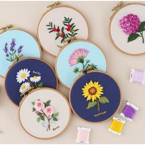Embroidered Handmade DIY Material Flower Embroidery Material Package Gift Craft Decoration Material Package Non-finished Product