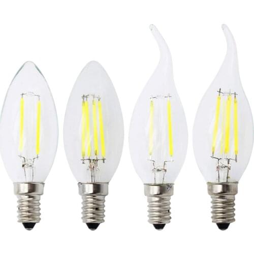High quality E14 4W 8W 12W 220V Retro Filament LED Bulb Lamp C35 C35L LED Candle Light Chandelier Light For Indoor Hom