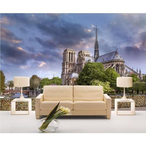 WDBH custom mural 3d photo wallpaper European style Notre Dame de Paris architecture decor 3d wall murals wallpaper for wall 3 d