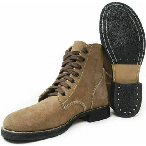 WWII US Army GI Rough Out Ankle Boots Leather Combat Boots WW2 Shoes Military War Reenactments High Quality 5605101