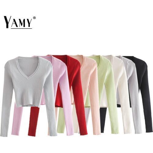 Женские вязаные пуловеры YAMY China At AliExpress