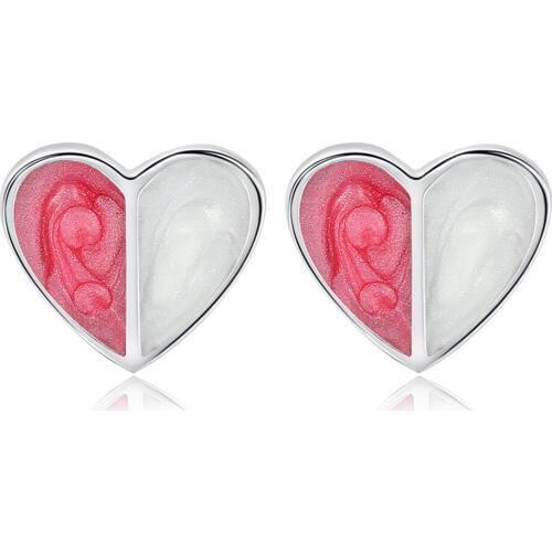 Utimtree Lovely 925 sterling silver Heart Stud Earrings for Women Girls Jewelry Gift Orecchini Donna Boucle D'oreille Brincos