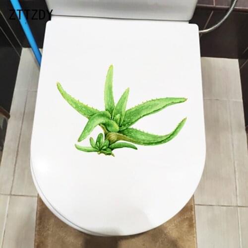ZTTZDY 26.2×18.4CM Hand Drawn Cartoon Aloe Toilet WC Decoration Home Wall Stickers T6-0302
