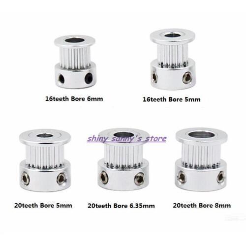 GT2 Timing Pulley 16teeth Tooth Aluminium Part Bore 5mm,6mm Fit For GT2 Belt Width 6mm 3D Printers Parts Accessories