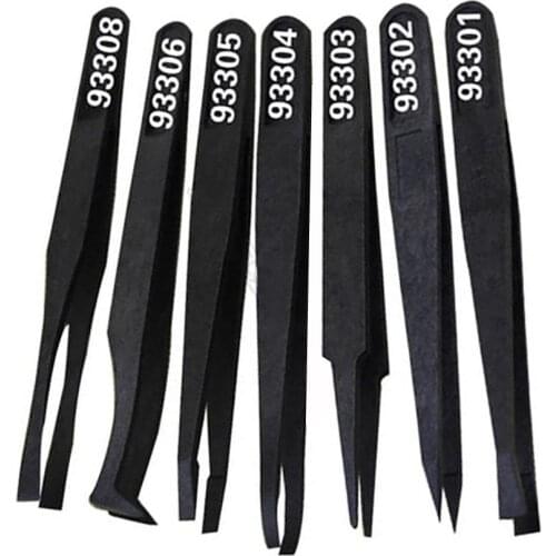 1pcs Anti-static Carbon Fiber Electronic Tweezers Kit ESD Plastic Forceps PCB Repair Hand Tools For Laboratory Work Electronics