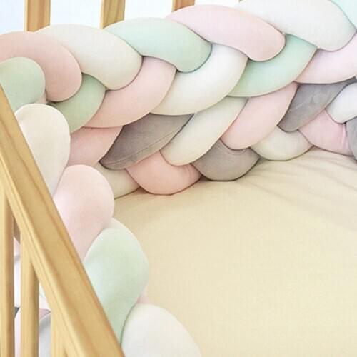 2M Baby Bumper Bed Braid Knot Pillow Cushion Bumper for Infant Bebe Crib Protector Cot Bumper Room Decor