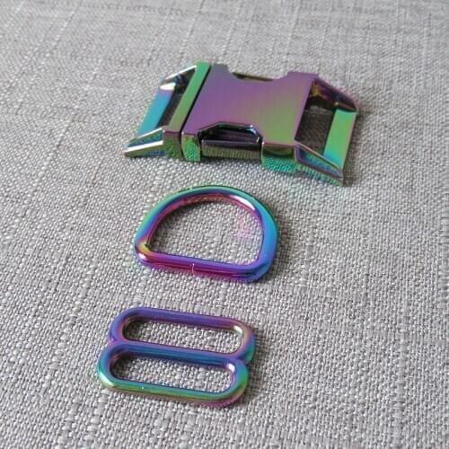 20sets 25mm 1'' Metal D Ring Buckle Hardware Slider Strap Belt Clasp Hook DIY Pet Dog Collar Paracord Accessory High Quality