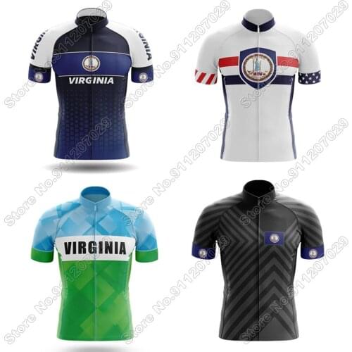 Virginia State 2021 Cycling Jersey Short Sleeve Summer Cycling Clothing Men Road Bike Shirts Mountain Bicycle Tops MTB