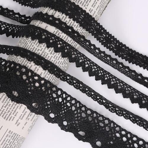 5 Yards Black Color 12-18mm Sewing Apparel Fabric Crochet Knitting Cotton Lace Trim Fabric Ribbon Handmade Accessories Crafts