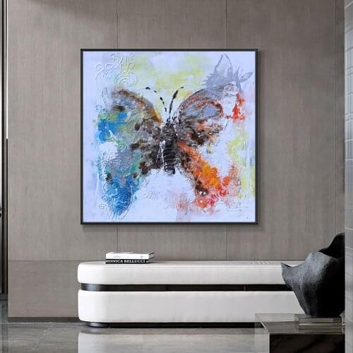 Abstract Handmade Colorful Butterfly Oil Painting On Canvas Hand Painted Paintings Modern Wall Art For Living Room Home Decor