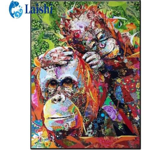 5D Doodle gorilla animal diamond painting full round square drill cross stitch DIY diamond embroidery mosaic home decoration
