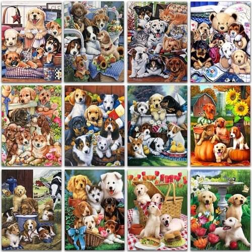 5D Diamond Painting animals Teddy dog Bulldog Husky cat Full Square&Round Diamond embroidery Cross stitch Diamond mosaic paint