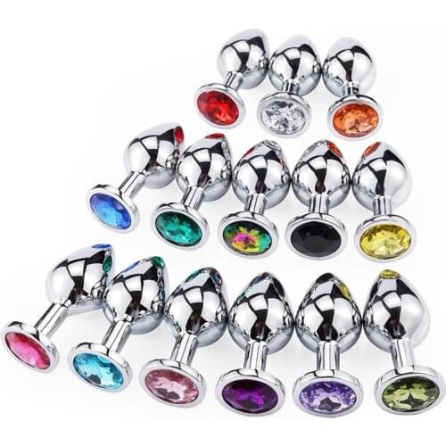 Anal Beads Crystal Jewelry Round Butt Plug Stimulator Sex Toys Dildo Stainless Steel Anal Plug For Gay Couple anal plug tail gag
