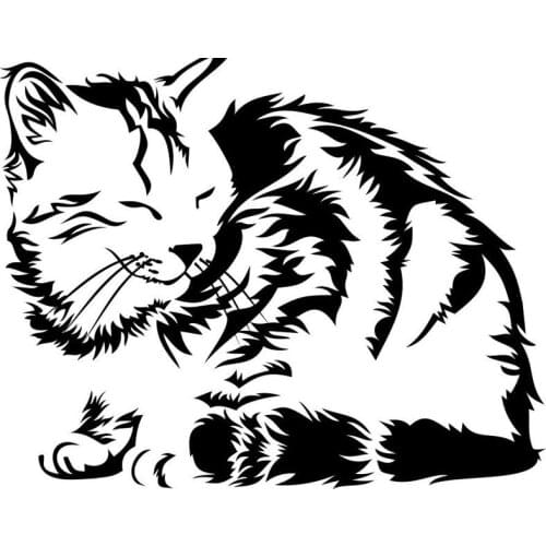 Car Sticker Sleeping Cat Animal Car Sticker Funny Window Decoration Decal Motorcycle Accessories Black/White,15cm*13cm