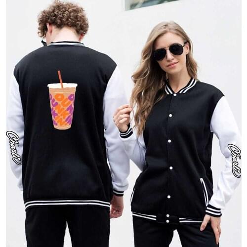 Ice Coffee Splatter Baseball Jackets Women Men Sweatshirt Charli DAmelio Jacket Coat College Hoodies Plus Size Harajuku Clothes