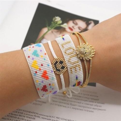 ZHONGVI Evil Eye Bracelets Love Letter Bracelet For Women Boho Shell Pulsera Girl Jewelry Heishi Pearl Jewellery Wholesale Price