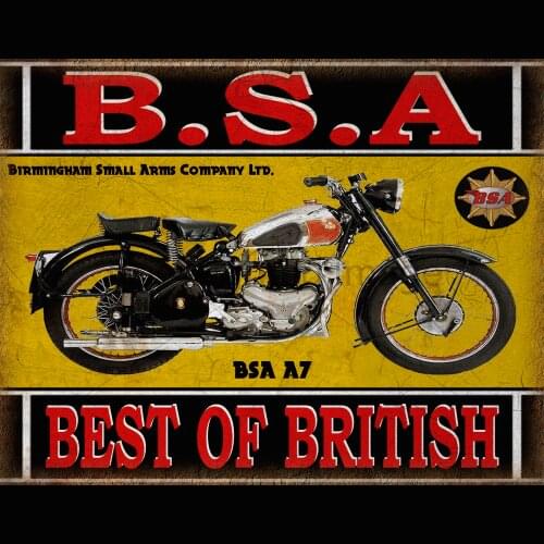 BSA A7 CLASSIC MOTORCYCLE METAL TIN SIGN POSTER WALL PLAQUE