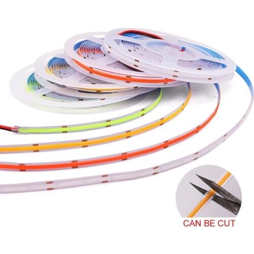 COB LED Strip Light 12V 24V High Density Flexible LED Tape 300 308 384 528 Leds Linear Ribbon Neutral White Blue Red Yellow
