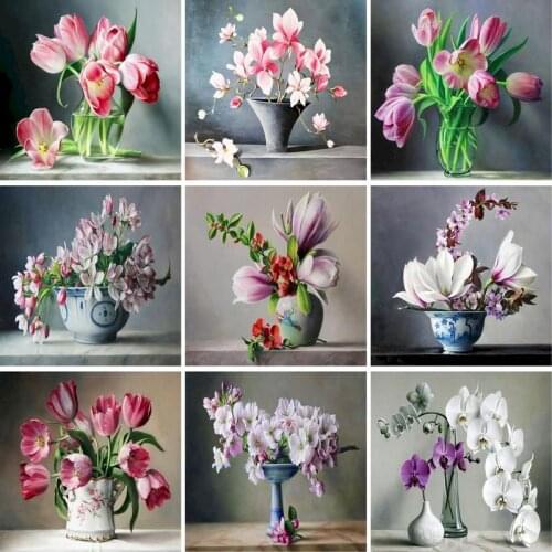 GATYZTORY DIY Frame Painting By Numbers Flowers Oil Paints Kits For Adults Acrylic Paint Canvas Wall Art Home Decor Artcraft