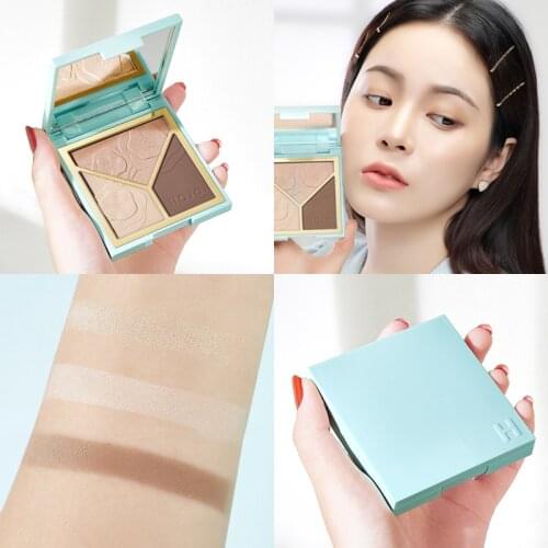 HOJO 3 Color Trimming Highlighter Powder Glitter Palette Makeup Face Contour Shimmer Natural Face Blush Bronzers Cosmetic TSLM2