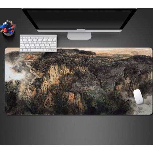 Modern Chinese Style Landscape Painting Mouse Pad PC Computer Games Speed Lock Edge Rubber Pad Office Keyboard Large Table Mats
