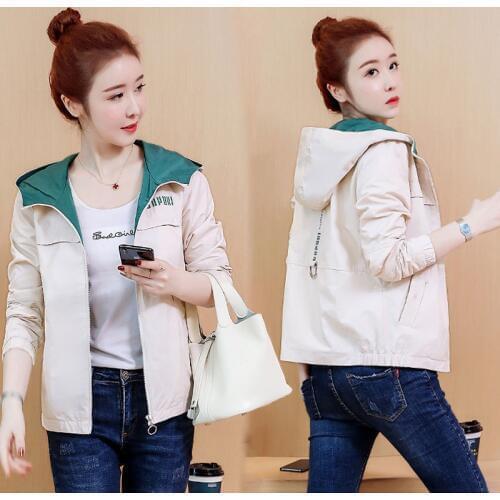 2020 New Spring Autumn Women Coat Long Sleeve Windbreaker Female Causal Zipper Hooded Womens Jackets Coats Outwear Plus Size