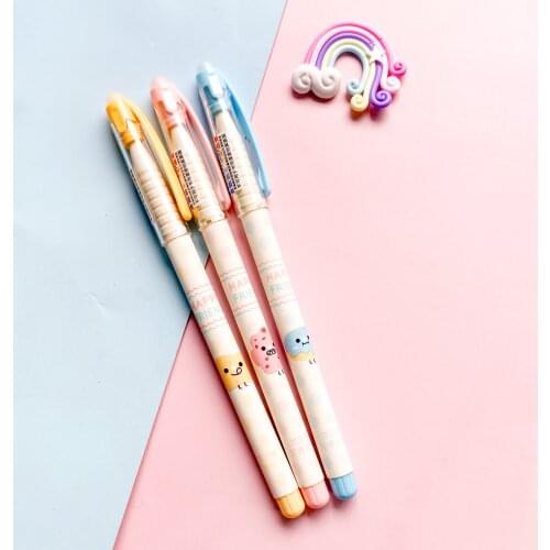 1pcs Kawaii Erasable Pen Cute Pens for School Supplies Stationery Pen Eraser Black Ink Office Accessories Kids Prize Cute Things