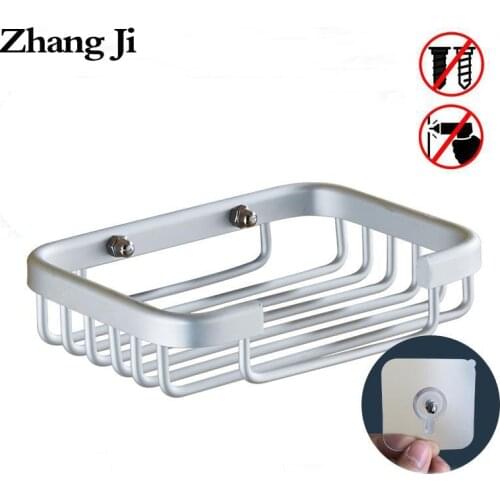 ZhangJi Aluminium Alloy Soap Dish No punch Dual-use Bathroom Soap Holder Container Kitchen Sink Bathroom Accessory Soap Box