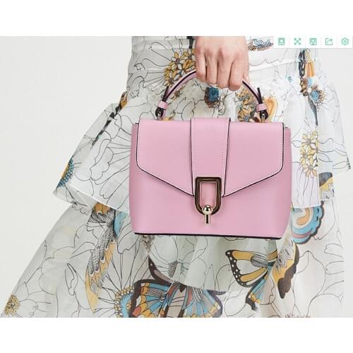 New Fashion Women Genuine Leather Flap Handbag Long Strap Crossbody