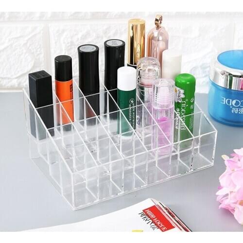 24 Grids Acrylic Makeup Organizer Storage Box Cosmetic Lipstick Jewelry Box Case Holder Display Stand Make Up Organizer