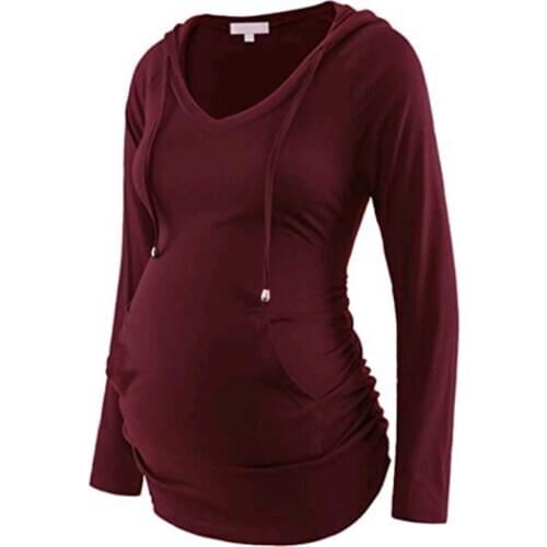 Autumn materinty blouse long sleeve pregnancy hoodie nursing top breastfeeding V-neck pregnancy sweater jogging striped T-shirt