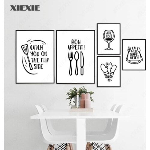 Quotes Prints Tableware Art Canvas Paintings Nordic Poster Black White Print Gloves Posters Wall Picture Living Room Decor