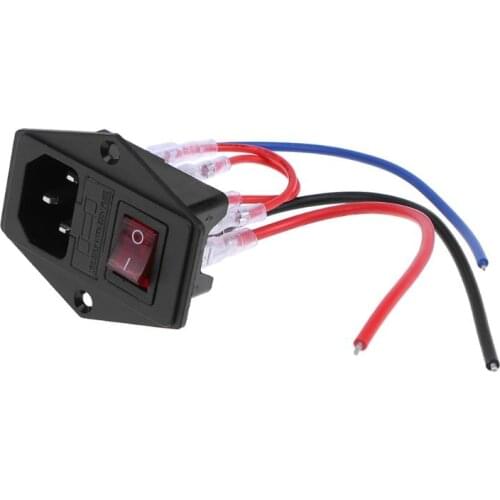 220V/110V 10A Plastic Power Supply Switch AC Power Outlet with Fuse and Triple Socket for 3D Printer High Quality DIY Parts