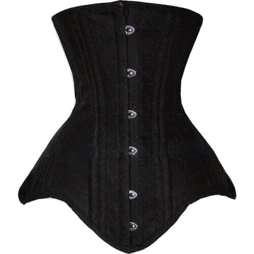 Underbust Corset Bustier Steampunk Double 18 Steel Boned Slim Waist Control Corset for Women Waist Trainer Corselet Plus Size