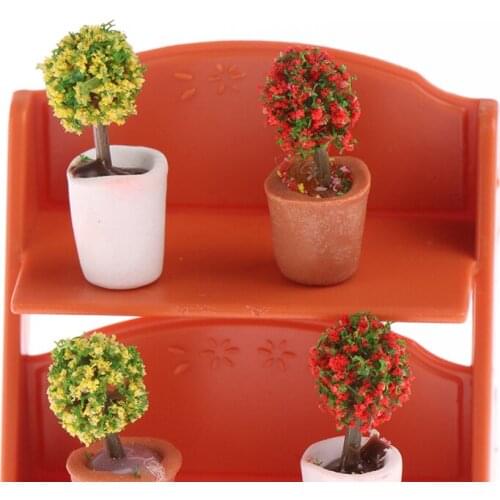 1:12 Dollhouse Shelf Flower Stand Potted Plants Bookshelf Book Cup Drink Set