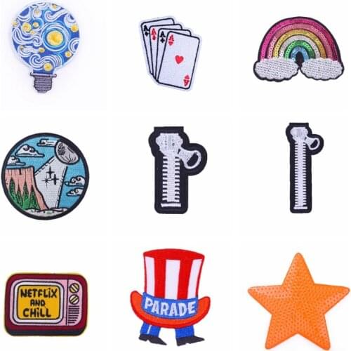 Cartoon Colorful DIY Patches For Kids Applique Accessories Decor Iron on Patches For Clothing Fusible Sewing Rainbow Patch Cloth