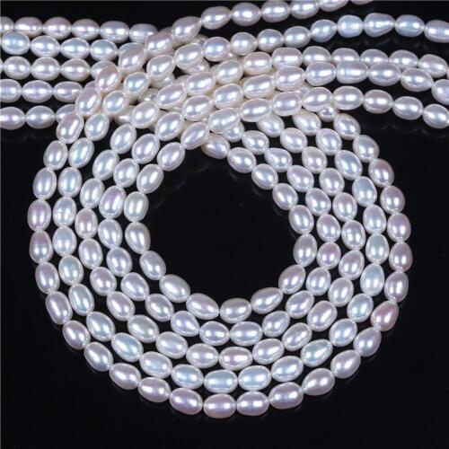 AAA Grade 5-6mm Rice freshwater Pearl DIY Necklace Bracelat Jewelry Making Rice Shape Natural White Purple Loose Beads Strand