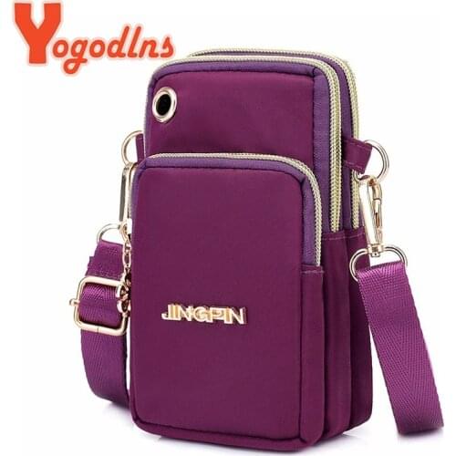 Yogodlns Waterproof Nylon Women Crossbody Phone Shoulder Bag Mini Pouch Case Belt Casual Fashion Purse Wallet