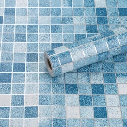 Mosaic Tiles Vinyl PVC Self adhesive Wallpaper for Bathroom Waterproof Home Decor Kitchen Backsplash Anti Oil Contact Paper DIY