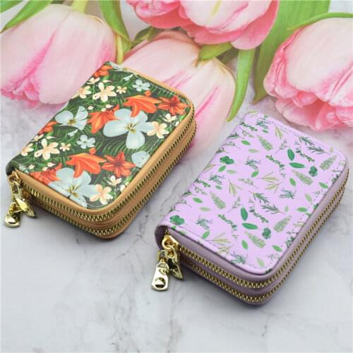Business Card Holder Women/men Red/black/blue ID/Credit Card Holder Card Wallet PU Leather Function Double Zipper Card Case